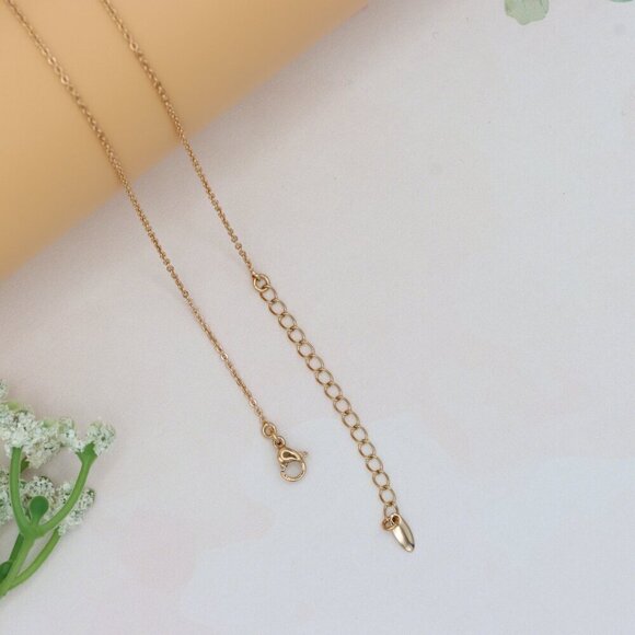 Rose Gold Geometric Charm Necklace with Pink Stones, XPNL0244 - Picture 11 of 13